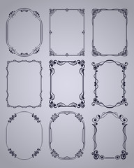 Set of vintage  frames border with beautiful filigree ornamental frame, decorative ornate vintage borders, retro element. Classic ornamental set of  vintage frames templates, borders and elements