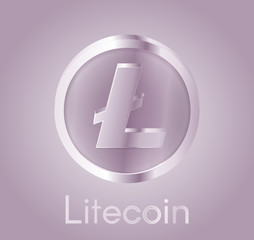 Cryptocurrency coin Litecoin (LTC) with a realistic metal dark purple design. Background about electronic currency, business and finance. Vector EPS 10 Illustration.