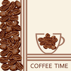 Coffee beans. Cup of coffee. Vector template for banners, posters, covers.