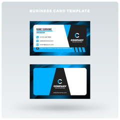 Double-sided horizontal business card template with abstract background. Vector mockup illustration. Stationery design
