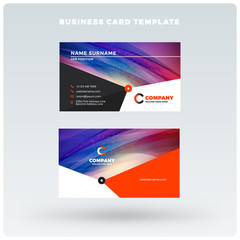 Double-sided horizontal business card template with abstract background. Vector mockup illustration. Stationery design