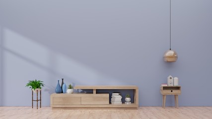 Tv shelf in modern empty room,minimal design, 3d rendering