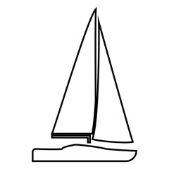 Yacht icon black color illustration flat style simple image
