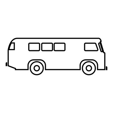 Retro bus icon black color illustration flat style simple image
