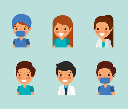 medical people professional staff set vector illustration