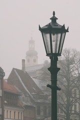 Riga City Lantern in the Fog