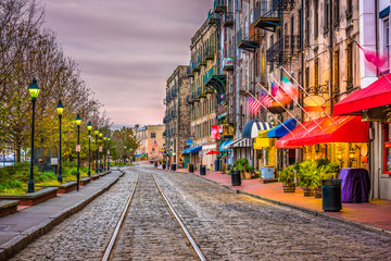 River Street, Savannah, Georgia, USA - obrazy, fototapety, plakaty