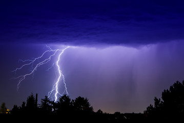 Fototapeta na wymiar powerful lightning strikes