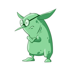 Colorful vector illustration of a cartoon office, corporate troll or goblin
