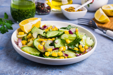 Salad with raw vegetables