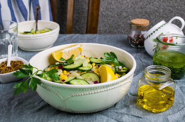 Salad with raw vegetables