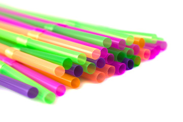 colorful straws for drinks isolated on white background