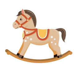 Rocking horse.Baby toy. Isolated on white background. Vector illusrtation