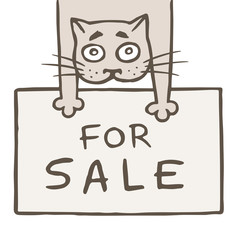 Cartoon cat seller. Vector Illustration