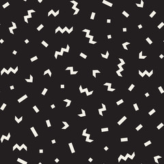 Seamless abstract geometric pattern in retro memphis style. Scatteres shapes vector background.