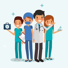 people team medical professional medicine clipboard vector illustration
