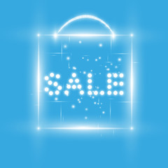 Vector illustration with glowing text Sale