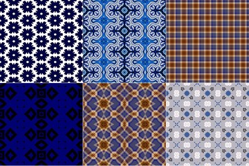 Beautiful collection of six patterns. Hippie trendy decorative seamless background design wallpaper.