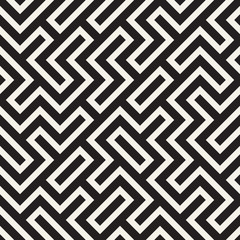 Stylish lines lattice. Ethnic monochrome texture. Abstract geometric background design. Vector seamless pattern.