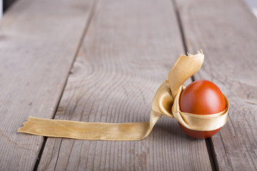 Colorful eastern eggs. Copy space. Selective focus