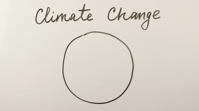 Man  writes on the whiteboard the concept of climate change