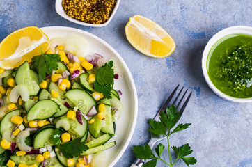 Salad with raw vegetables