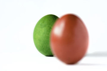 Close up of a red easter egg isolated on white.