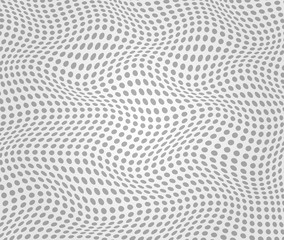 Pattern of soft dark round dot in halftone waves on cream background