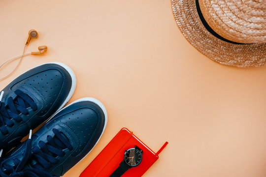 Casual flatlay with sneakers