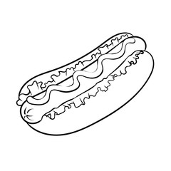 Hot dog coloring book vector illustration