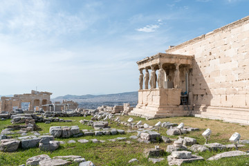 Figures of the Caryatid Porch of the Erechtheion on the Acropolis at Athens. Greece