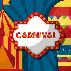 carnival fair festival board tent air balloon vector illustration