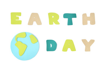 Earth day paper cut on white background - isolated