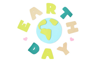 Earth day paper cut on white background - isolated