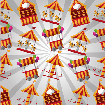 carnival booths carousel horses pattern festival vector illustration