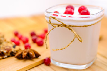 Yogurt with cranberry and muesli