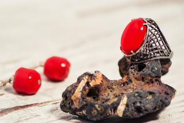 Jewelry made of natural coral.