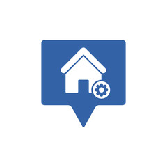 Address icon with settings sign. Address icon and customize, setup, manage, process symbol