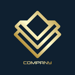 Abstract square gold logo 
