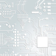 Vector circuit board illustration. Abstract technology. Microchip background. 