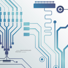 Vector circuit board illustration. Abstract technology. Microchip background. 