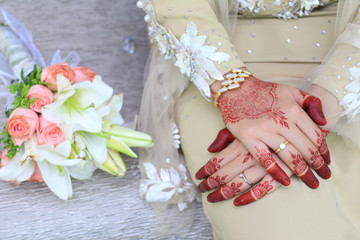Brides hand with bouquet  flower