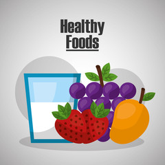 healthy strawberry grape mango foods lifestyle vector illustration