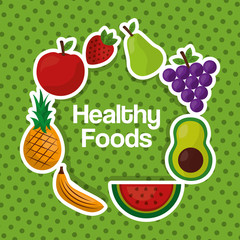 circle fruits healthy foods lifestyle dots background vector illustration