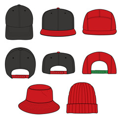 Hat Beanie  CAP design fashion flat technical drawing template
