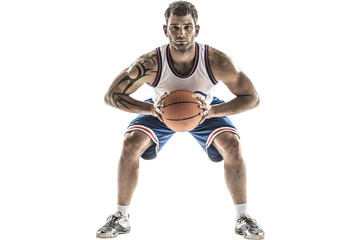 one basketball player jump isolation