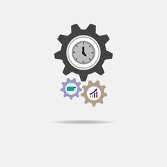 Gear mechanism with icon inside. Vector illustration style.