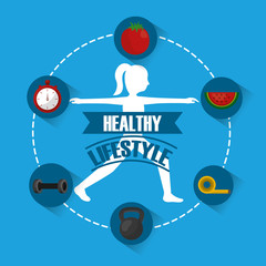Fototapeta premium fitness woman fruit healthy lifestyle vector illustration