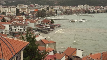 Big waves during storm in Ohrid Lake, Macedonia