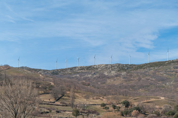 A group of wind turbines in a hill in Spain